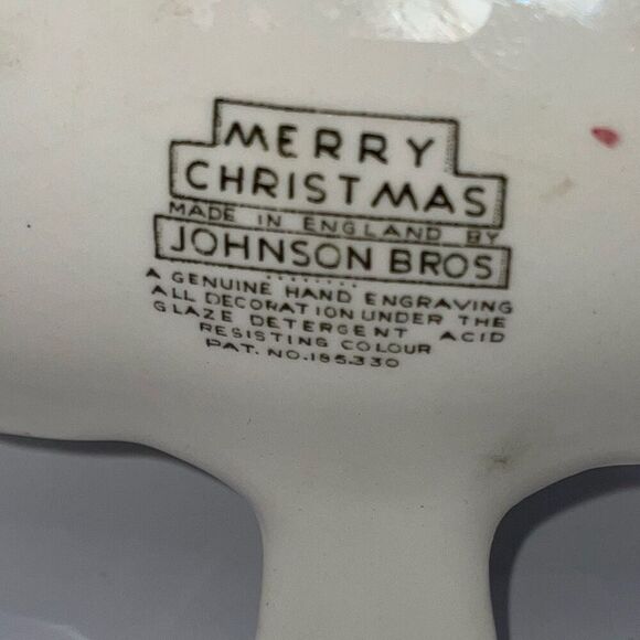 Vintage Johnson Bros Merry Christmas 8” Tree Shaped Candy Dish Plate England - Picture 4 of 5